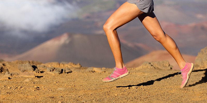 running in desert pink shoes